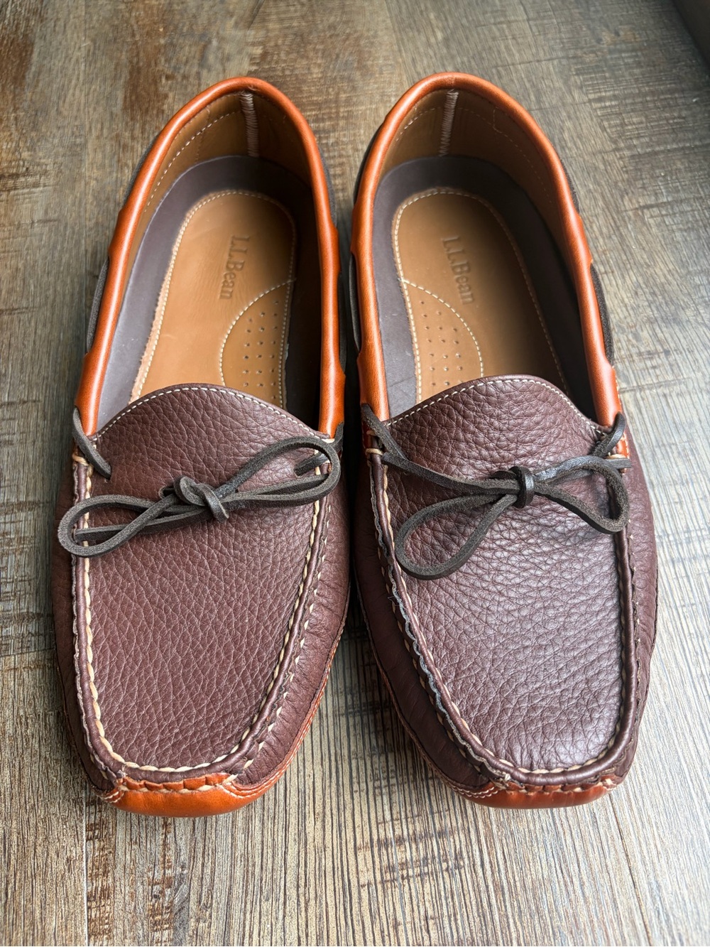L.L.Bean Men’s 10 D Double Sole Leather Moccasin Slippers Brown 238246 NWOB